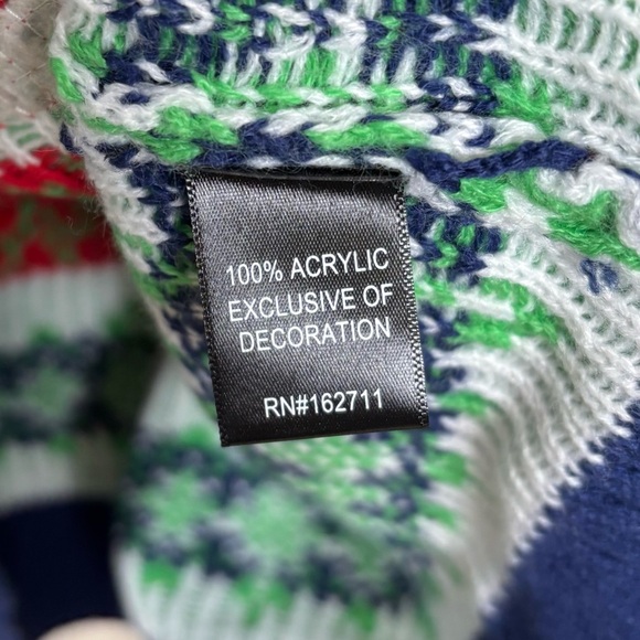 Blizzard Bay Sweater Men XL Blue Green Merry Llama Drink Pocket Ugly Christmas - Picture 8 of 8